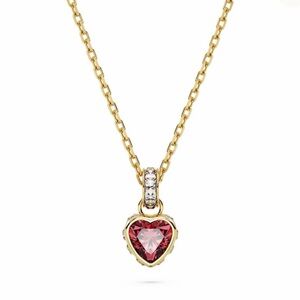 Swarovski Gold Necklace with Pink Heart Pendant